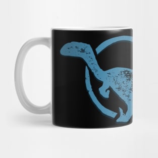 Stone-Style Blue Velociraptor Icon Dinosaur Raptor Symbol Mug